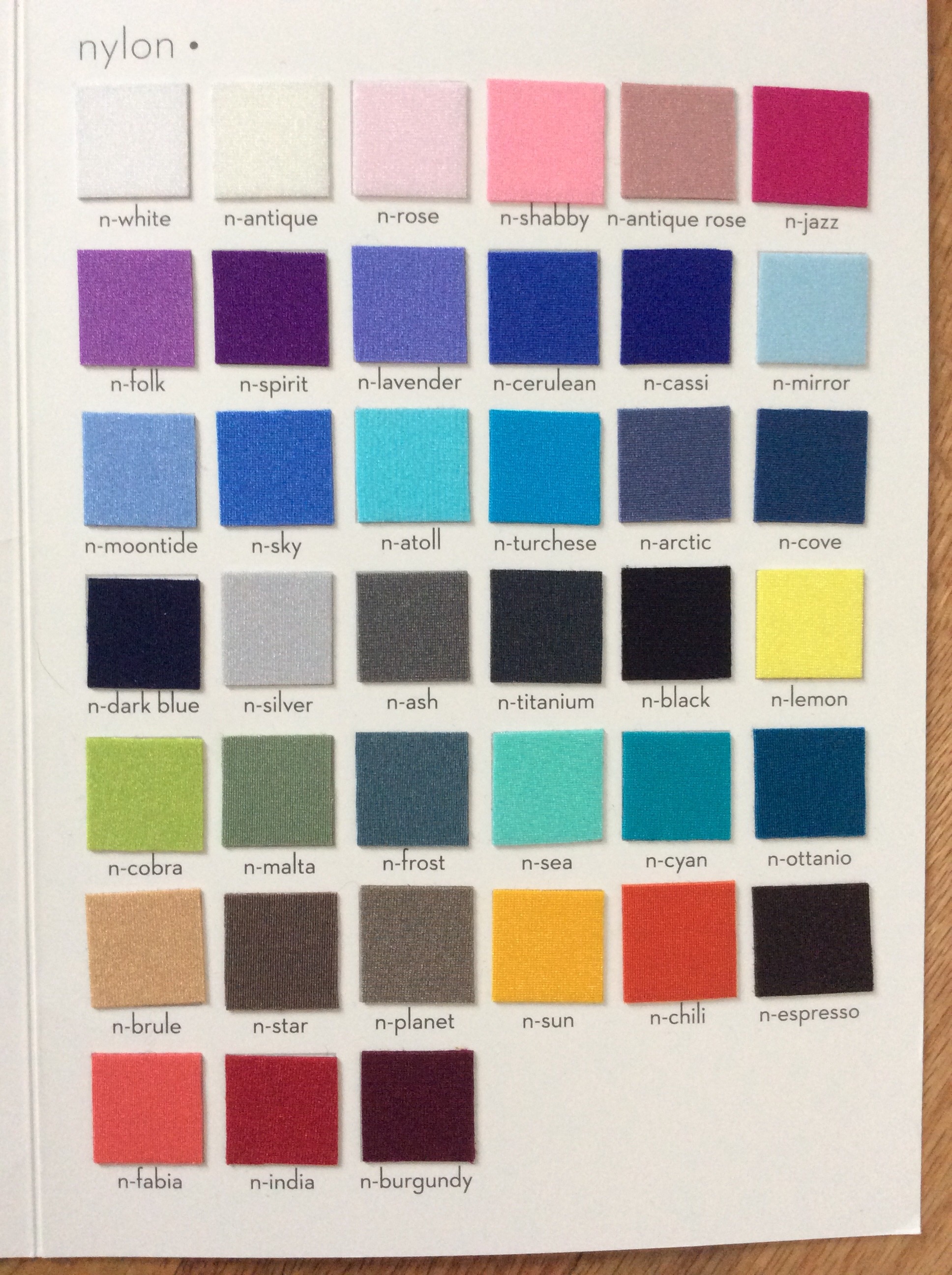 Yumiko Color Chart 2016